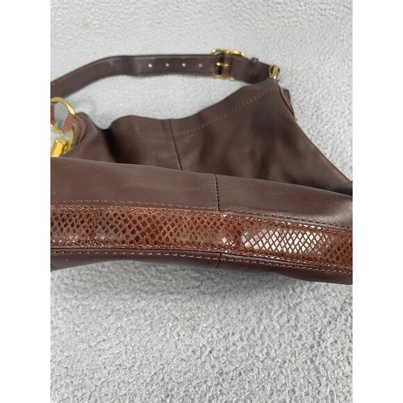 COACH F16535 PENELOPE BROWN LEATHER HOBO HANDBAG, EMBOSSED TRIM Gold Hardware - Picture 5 of 10